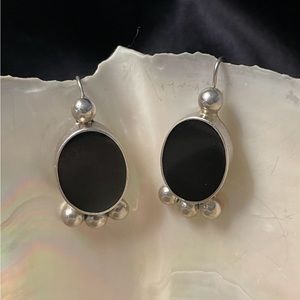 Silver and Onyx 925 Mexico Earrings
